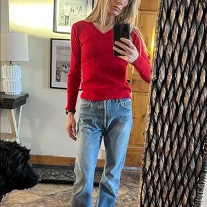Charter Club V-Neck Red 100% Cashmere Sweater, PXS